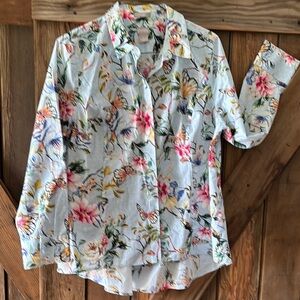 Chico's Blue Floral Print Shirt
